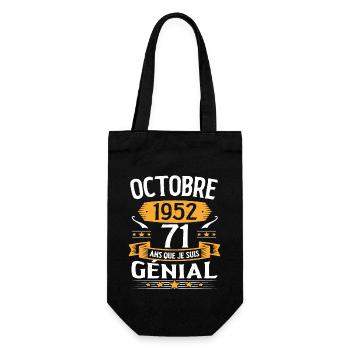 Octobre 1952 71 Ans Que Je Suis Génial Cadeau - Sac à bouteille - noir - Devant