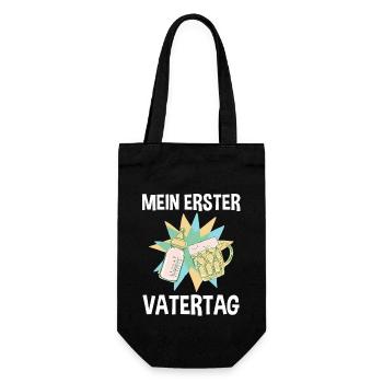 Bier Papa Vater Erster Vatertag - Geschenkbeutel für Flaschen - Schwarz - Vorne