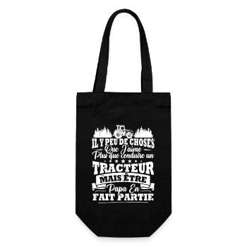J'aime un Tracteur et Papa / Humour cadeau papa - Sac à bouteille - noir - Devant