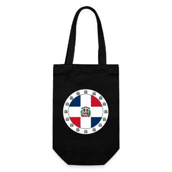 Médaillon du drapeau de la République dominicaine avec emblème - Sac à bouteille - noir - Devant