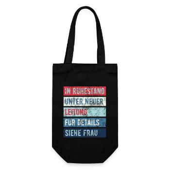In Ruhestand unter neuer Leitung - Rente - Spruch - Geschenkbeutel für Flaschen - Schwarz - Vorne