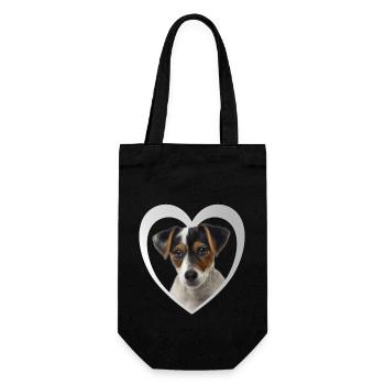 Jack Russel Terrier - Hundeliebhaber - Hunde Herz - Geschenkbeutel für Flaschen - Schwarz - Vorne