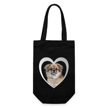 Tibet Spaniel Herz - I Love Tibet Spaniel - Geschenkbeutel für Flaschen - Schwarz - Vorne
