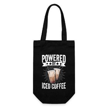 Funny Powered By Iced Coffee Caffeine Brewer Iced - Geschenkbeutel für Flaschen - Schwarz - Vorne