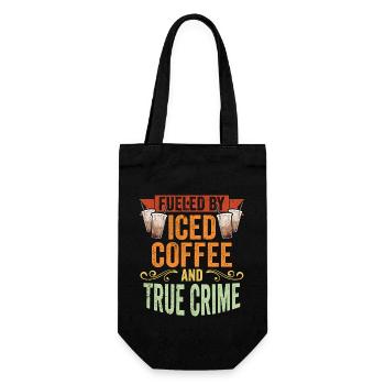 Vintage Fueled By Iced Coffee And True Crime Iced - Gift Bag for Bottles - black - Front