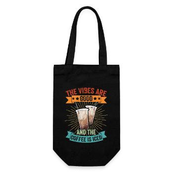 Vintage The Vibes Are Good And The Coffee Is Iced - Geschenkbeutel für Flaschen - Schwarz - Vorne