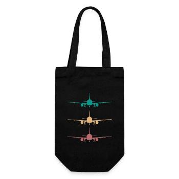 Flugzeug Retro Design 3 farben / für piloten - Geschenkbeutel für Flaschen - Schwarz - Vorne