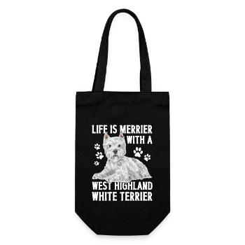 West Highland White Terrier Westie - Gift Bag for Bottles - black - Front