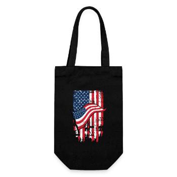 USA Flag T-shirt July 4 Red White Blue Stars - Gift Bag for Bottles - black - Front