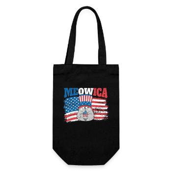 July 4 Shirt Meowica American Flag Cat - Gift Bag for Bottles - black - Front