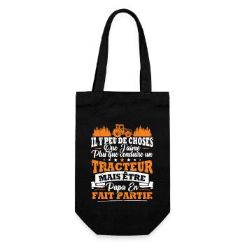 J'aime un Tracteur et Papa / Humour cadeau papa - Sac à bouteille - noir - Devant
