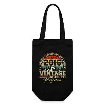 Vintage Geburtstag Original Geschenkidee 2016 - Geschenkbeutel für Flaschen - Schwarz - Vorne