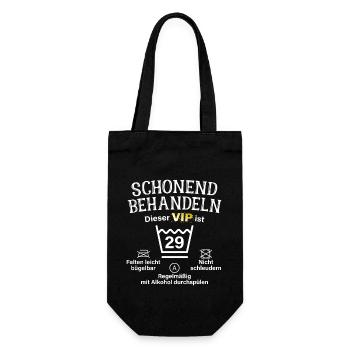 29. Geburtstag Schonend Behandeln 29 VIP ist 29 - Geschenkbeutel für Flaschen - Schwarz - Vorne