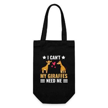 Ich kann nicht Lustiges Geschenk Afrika Giraffe - Geschenkbeutel für Flaschen - Schwarz - Vorne