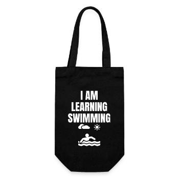 I'm learning to swim saying English - Gift Bag for Bottles - black - Front