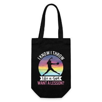 Je sais que je lance comme une fille drôle de softball féminin - Sac à bouteille - noir - Devant