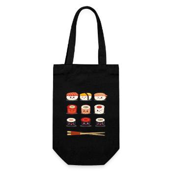 Sushi Anime Kawaii Drôle Amateur de nourriture japonaise - Sac à bouteille - noir - Devant