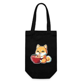 kawaii Japanisch Anime Fuchs Ramen Essen Liebhaber Humor - Geschenkbeutel für Flaschen - Schwarz - Vorne