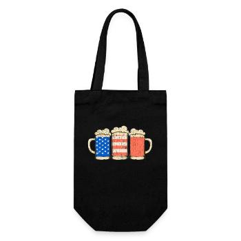 Bier Amerikanische Flagge 4. Juli Patriotisch - Geschenkbeutel für Flaschen - Schwarz - Vorne