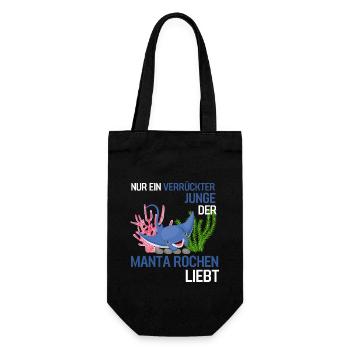 Meerestier Ozean Tier Jungen Geschenk Mantarochen - Geschenkbeutel für Flaschen - Schwarz - Vorne