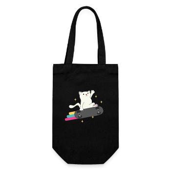 Lustige Skater Katze Skateboard Skateboarding - Geschenkbeutel für Flaschen - Schwarz - Vorne