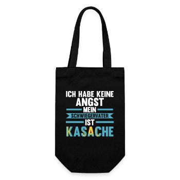 Ich habe keine Angst mein Schwiegervater ist Kasac - Geschenkbeutel für Flaschen - Schwarz - Vorne