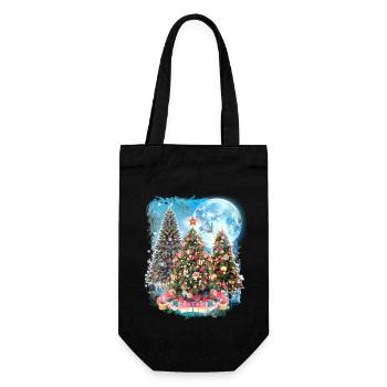3 Moon Christmas Tree Cool Winter Season Snowman - Gift Bag for Bottles - black - Front