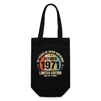 October 1971 52 Years Anniversary Vintage Gift - Gift Bag for Bottles - black - Front
