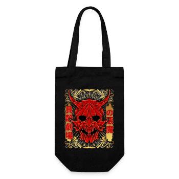 Oni-Maske, Japanischer Dämon, Kabuki-Teufel - Geschenkbeutel für Flaschen - Schwarz - Vorne