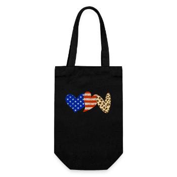 Leopard amerikanische Flagge Herzen 4. Juli - Geschenkbeutel für Flaschen - Schwarz - Vorne