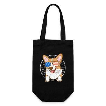 Corgi 4. Juli amerikanische Flagge Sonnenbrille - Geschenkbeutel für Flaschen - Schwarz - Vorne
