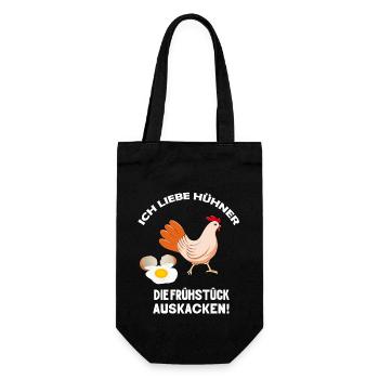 Ich liebe Hühner die Frühstück auskacken Spruch - Geschenkbeutel für Flaschen - Schwarz - Vorne