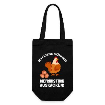 Ich liebe Hühner die Frühstück kacken Huhn Sprüche - Geschenkbeutel für Flaschen - Schwarz - Vorne
