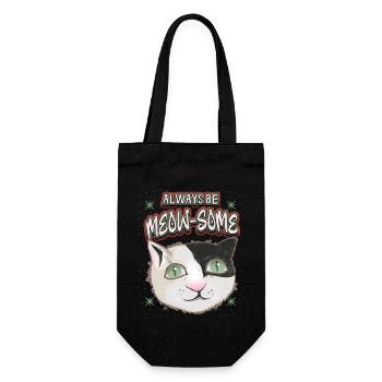 Cat with stars, funny saying, Pun pun - Gift Bag for Bottles - black - Front