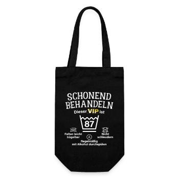 87. Geburtstag Schonend Behandeln 87 VIP ist 87 - Geschenkbeutel für Flaschen - Schwarz - Vorne