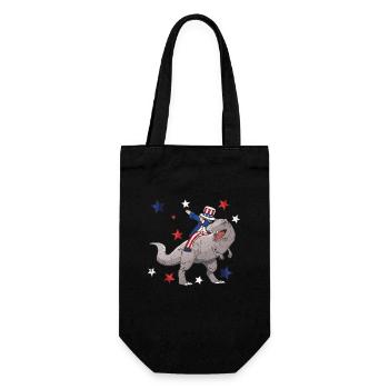Les dinosaures chevauchent le drapeau américain 4 juillet - Sac à bouteille - noir - Devant