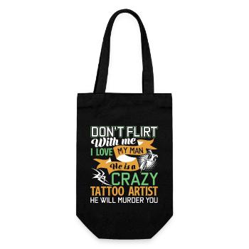 Tattoo Artist My Man Is A Crazy Tattoo Artist - Gift Bag for Bottles - black - Front