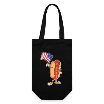 Hot Dog USA Flag Funny American Flag Hotdog Lover - Gift Bag for Bottles - black - Front