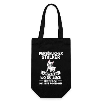 Hund Frenchie - Geschenkbeutel für Flaschen - Schwarz - Vorne