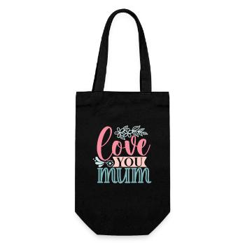 Sweet Simple - Love You Mum - Geschenkbeutel für Flaschen - Schwarz - Vorne