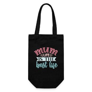 Das beste Leben ist Mama Life - Muttertag - Geschenkbeutel für Flaschen - Schwarz - Vorne