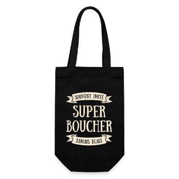super boucher homme humour boucherie idée cadeau - Sac à bouteille - noir - Devant