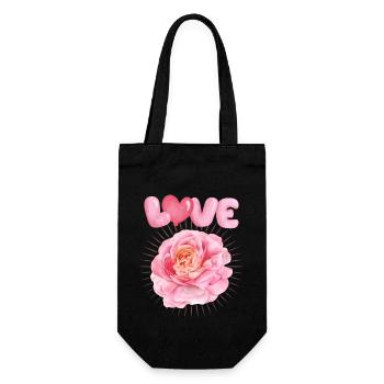 Love-Liebe, Valentinstag, Luftballons, Rosen-Motiv - Geschenkbeutel für Flaschen - Schwarz - Vorne