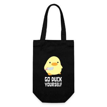 Go Duck Yourself - Duck with knife Ente mit Messer - Gift Bag for Bottles - black - Front