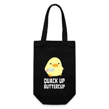 Quack Up Buttercup Duck with knife Ente mit Messer - Geschenkbeutel für Flaschen - Schwarz - Vorne