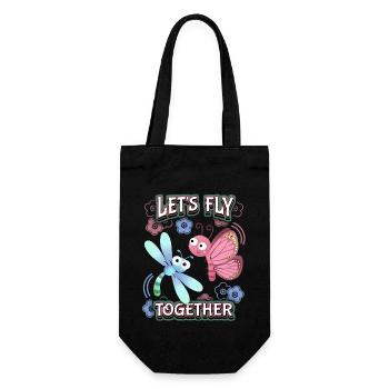 Dessin animé papillon, Saint-Valentin, amour amour - Sac à bouteille - noir - Devant