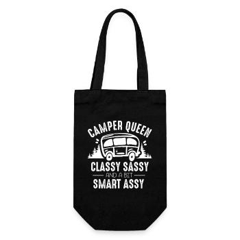 Camper Queen Classy Frech Und ein bisschen Smart Assy - Geschenkbeutel für Flaschen - Schwarz - Vorne