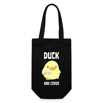 Duck And Cover - Duck with knife Ente mit Messer - Gift Bag for Bottles - black - Front