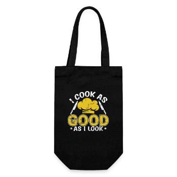 Cook as good as I look Koch Essen Küche - Geschenkbeutel für Flaschen - Schwarz - Vorne