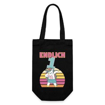 1 Jahre 1. Geburtstag Einhorn Prinzessin Mädchen - Geschenkbeutel für Flaschen - Schwarz - Vorne